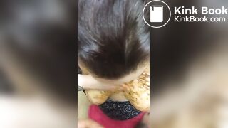 Scat eating with lots of puke and facial
