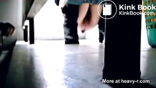 Grabbing Girl's Pussy On Public Toilet