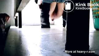 Grabbing Girl's Pussy On Public Toilet