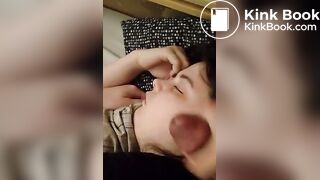 Sleeping girlfriend facial