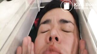 Beautiful Japanese princess using human toilet