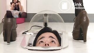 Beautiful Japanese princess using human toilet