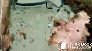 Wife licking the shit off hubby's ass and get pissed on