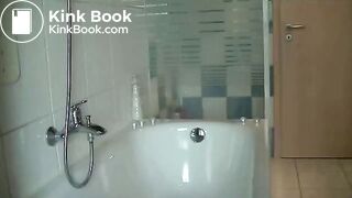 Girl piss and poop in white jeans