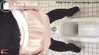 Japanese woman has diarrhea in public toilet - Unsensored Japanese scat porn videos