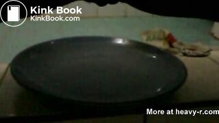 Black girl takes a dump on a plate