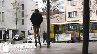 girl pooping in the pants in the street 2