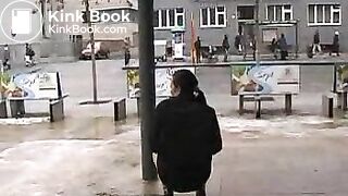 girl pooping in the pants in the street 2