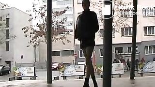 girl pooping in the pants in the street 2