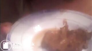 shitting on plate and eating