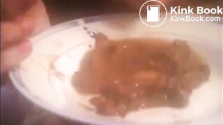 shitting on plate and eating