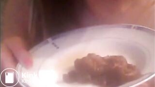 shitting on plate and eating