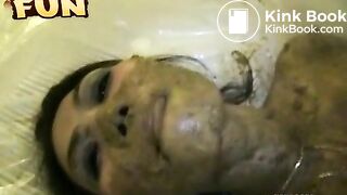 Asian slut HoneyBee eating a shitload of scat