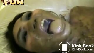 Asian slut HoneyBee eating a shitload of scat