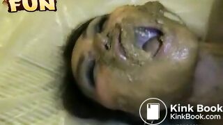 Asian slut HoneyBee eating a shitload of scat