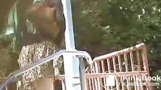 Shitting in public park