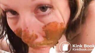 Young Chick Eating Shit