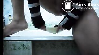 Sexy model shits in a bowl