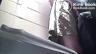 girl  puking and pissing in public toilet