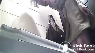 girl  puking and pissing in public toilet