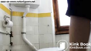 Cute girl shows us her ass while pooping