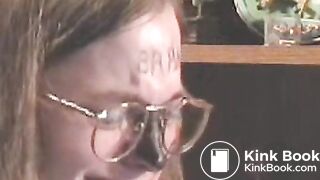 Slave licks her shitty plug clean