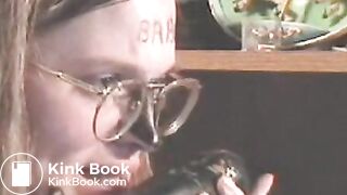 Slave licks her shitty plug clean