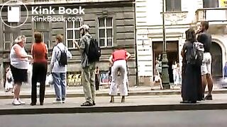 girl pooping in the pants in the street 7