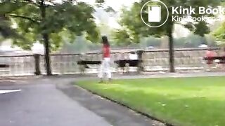 girl pooping in the pants in the street 7