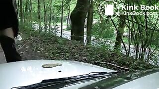 girl taking a shit on the hood of a car On xPee