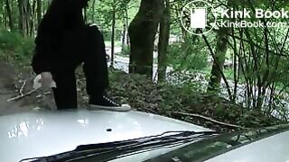 girl taking a shit on the hood of a car On xPee
