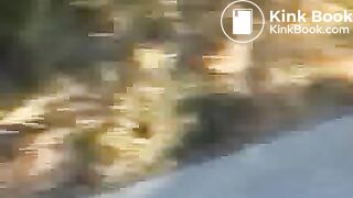 Hot blonde taking a shit outside in public