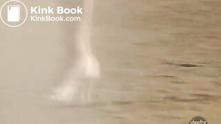 Desperate pretty Japanese girl pissing and pooping outdoor while sick dude filming