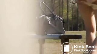 Desperate pretty Japanese girl pissing and pooping outdoor while sick dude filming