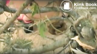Girl Pooping On Ibiza Beach