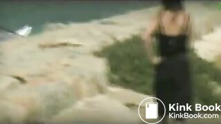 Girl Pooping On Ibiza Beach