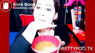 Cam girl pukes and pees