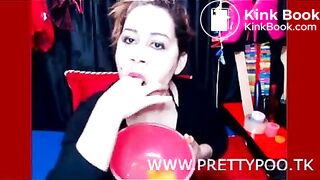 Cam girl pukes and pees