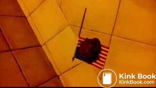 Girl shitting on flags