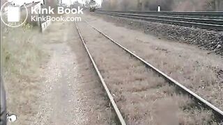 Shitting and pissing on a train track