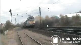 Shitting and pissing on a train track