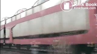 Shitting and pissing on a train track