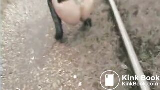 Shitting and pissing on a train track