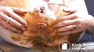 Shit in white pantyhose