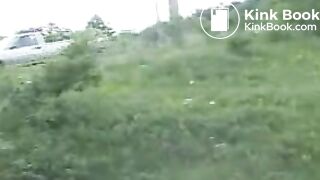 Pretty blond girl and pretty brunette pooping outdoor