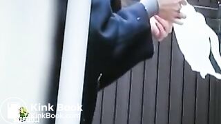 Girl taking a dump in public