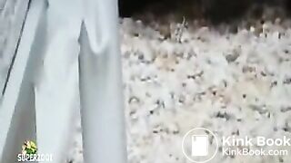 Girl taking a dump in public