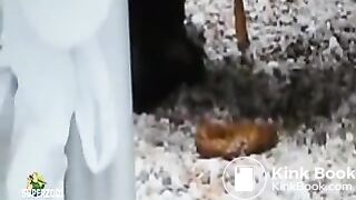 Girl taking a dump in public