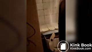 Girls taste poo from the toilet bowl