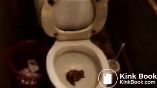 Girls taste poo from the toilet bowl